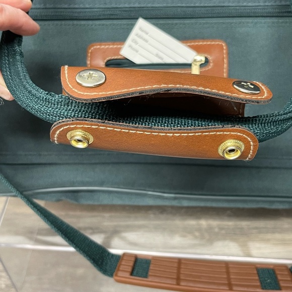 Jaguar Green Canvas Laptop Bag Briefcase Travel Work Bag Faux Leather Trim - Picture 5 of 15